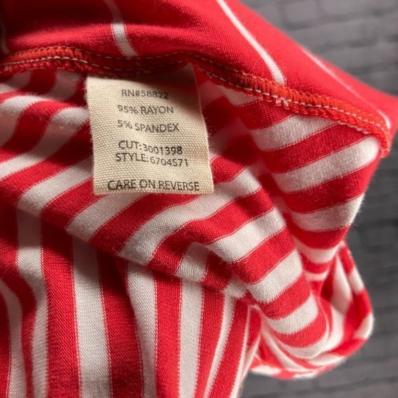 New Max Studio Weekend Medium M Coral Striped Knit Jersey Asymmetrical Tunic Top - Picture 6 of 6